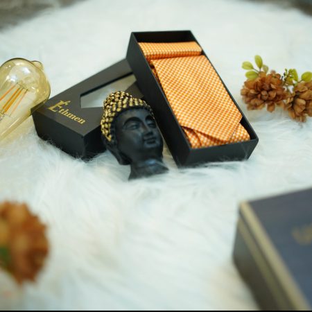 Orange And White Striped Microfiber Tie