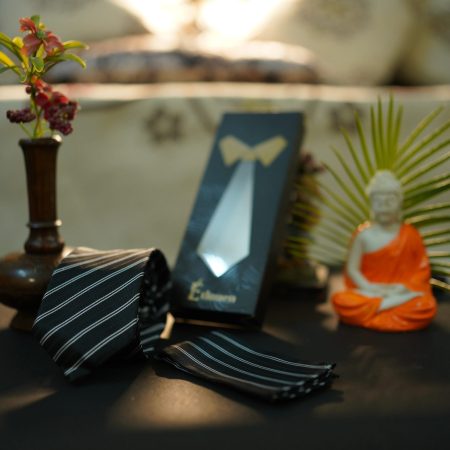 Black Striped Microfiber Tie