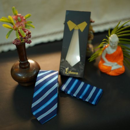 Blue Striped Microfiber Tie