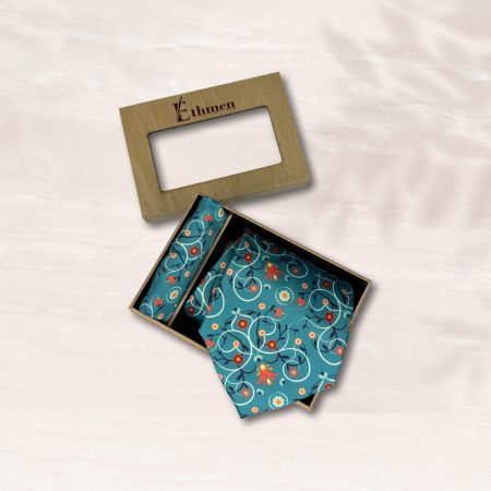 Éthmen Aqua Floral Silk Feel Tie & Pocket Square Set