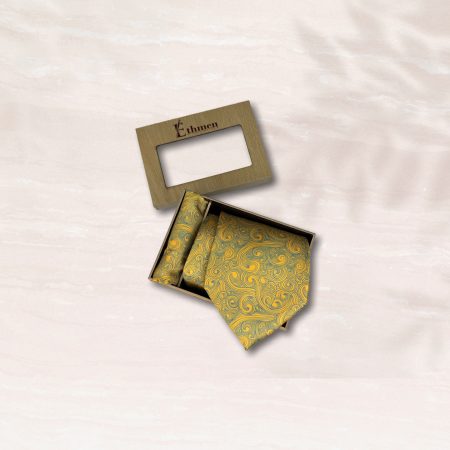 Ethmen Golden Swirl Tie And Pocket Square Set