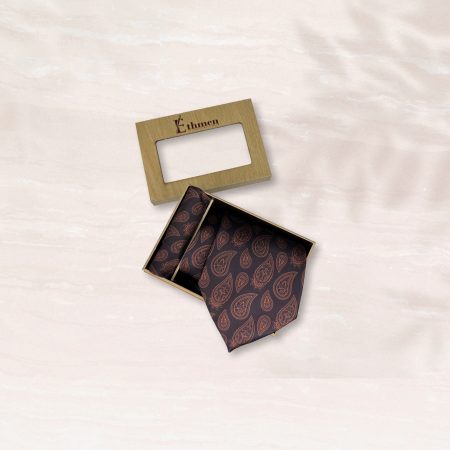 Ethmen Maroon Paisley Tie And Pocket Square Set