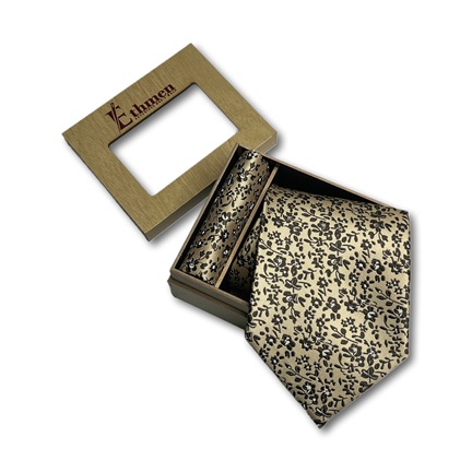 Ethmen Floral Gold Tie and Pocket Square Set